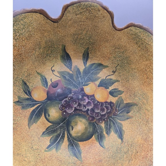 Pedestal Fruit Bowl, Large Italian Style VTG Gold And Brown Edges Light Weight. - Picture 8 of 8